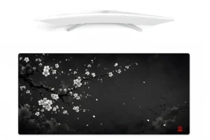 black cherry blossom desk mat