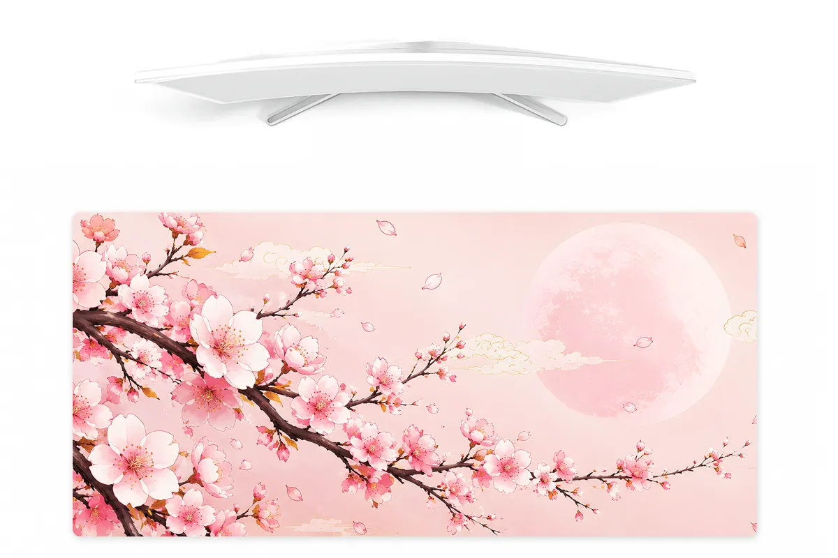 Pink cherry blossom desk mat